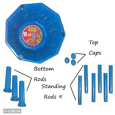 Multipurpose Basket Stand Rack 3 Layer Multipurpose for office & kitchen Basket Stand Rack pink Fruits Vegetables Stationary (Plastic Diagonal star Kitchen Stand 3 Tier Rack Foldable) (Blue)-thumb2