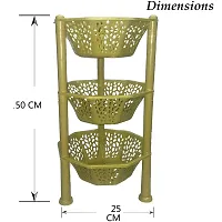 Multipurpose Basket Stand Rack 3 Layer Multipurpose for office & kitchen Basket Stand Rack pink Fruits Vegetables Stationary (Plastic Diagonal star Kitchen Stand 3 Tier Rack Foldable) (Yellow)-thumb1