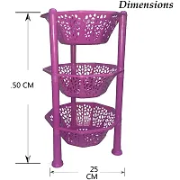 Multipurpose Basket Stand Rack 3 Layer Multipurpose for office & kitchen Basket Stand Rack pink Fruits Vegetables Stationary (Plastic Diagonal star Kitchen Stand 3 Tier Rack Foldable) (Pink)-thumb2