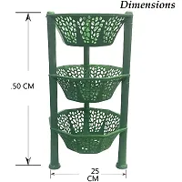 Multipurpose Basket Stand Rack 3 Layer Multipurpose for office & kitchen Basket Stand Rack pink Fruits Vegetables Stationary (Plastic Diagonal star Kitchen Stand 3 Tier Rack Foldable) (Green)-thumb1