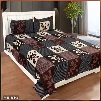 Comfortable Cotton Printed Double Bedsheet with Pillow Covers-thumb0