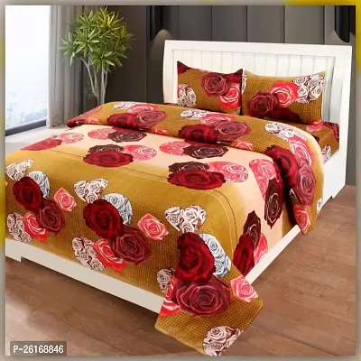 Comfortable Cotton Printed Double Bedsheet with Pillow Covers-thumb0