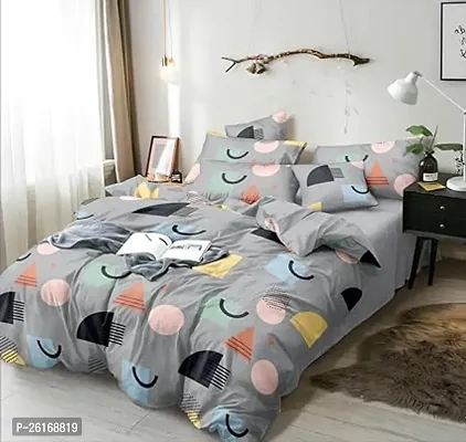 Comfortable Cotton Printed Double Bedsheet with Pillow Covers-thumb0