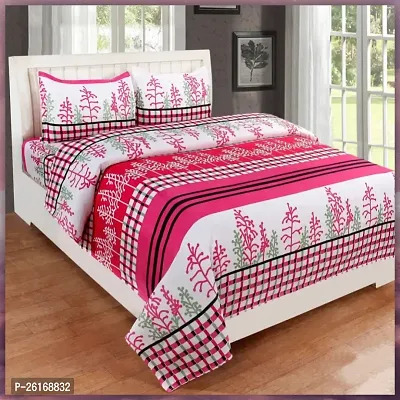 Comfortable Cotton Printed Double Bedsheet with Pillow Covers-thumb0