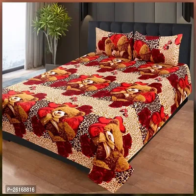 Comfortable Cotton Printed Double Bedsheet with Pillow Covers-thumb0