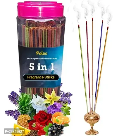 Golden Perfumery Agarbatti 5 In 1 (Multiple Fragrances) Agarbatti (Incense Stick) Fragrances Mogra Rose Chandan Firdos Golden Apple 240 Sticks