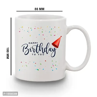 BANDHAN Happy Birthday Cup and Star Printed White Ceramic Coffee Mug Best Birthday Gift-thumb3