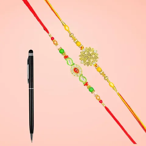 Rakhi Gift pack online | Pack of 2 Rakhi 1Pen | Rakhi Set For Brother Bhabhi | Rakhshabandhan Gift Set for Brother | Rakhi Combo For Sibling