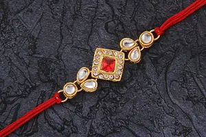 Bandhan Elegant Gold Plated Designer Floral Rakhi Combo (Set of 2) with Roli Chawal and Raksha Bandhan-thumb4