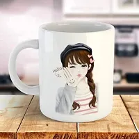 Bandhan Lovely Girl Say Hello Printed Coffee Cup, Milk Cup, Coffee Cup Gift for Girls, Wife, Mom, Girlfriend Ceramic Coffee Mug-thumb1