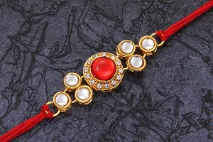 Royal Gold Plated Traditional Rakhi Set of 2 with 1 Roli Chawal Tikka Pack-thumb3