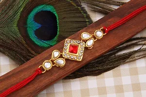 Bandhan Bracelet Designer Rakhi for Men Splendid Gold Plated Rakhi Combo Set of 2 with Roli Chawal and Raksha Bandhan-thumb2