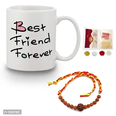 Designer Rakhi Best Friend Forever Printed Coffee Mug 350ml (1 Roli Tikka Pack ) Best Rakhi Combo