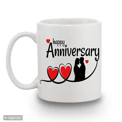 BANDHAN Happy Anniversary Lovely Couple Beautifully Design Stylish Printed Mug 350ml-thumb2