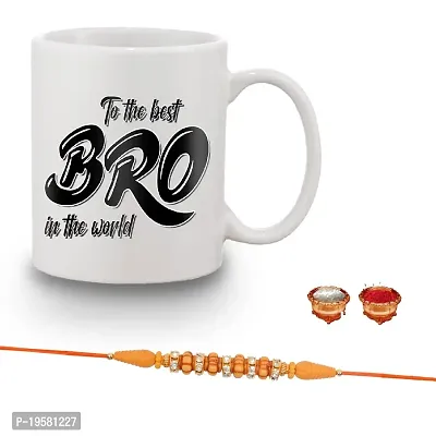 BANDHAN Fancy Rakhi Combo Set Best Gift for to The Best Bro Printed Design Coffee Mug 350 ML Rakhi Gift for Brother Combo