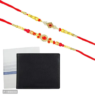 Special Rakshabandhan Gift pack of 2 Rakhi Wallet  Hanky | Brothers Special Gift | Rakhshabandhan online Gift for Brother under 500 | Rakhi Special Set For Sibling-thumb0