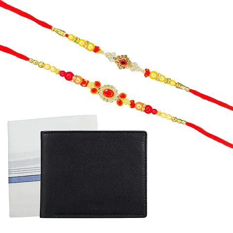 Bandhan Rakhi Gift Hamper for Brother - Vintage Men's Wallet and Rakhi Combo Gift Set for Brother