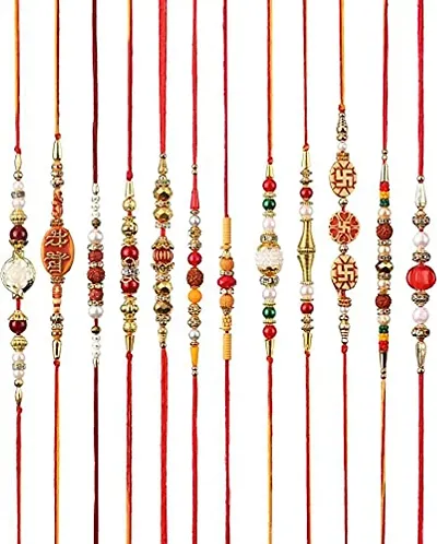 BOHRA DEALS 12 Combo (Set Of 12) Rakhi (Bracelet) for Rakshabandhan | Bracelet Rakhi | Diamond Design Rakhi | unique rakhi online