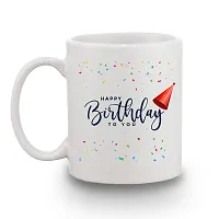 BANDHAN Happy Birthday Cup and Star Printed White Ceramic Coffee Mug Best Birthday Gift-thumb1