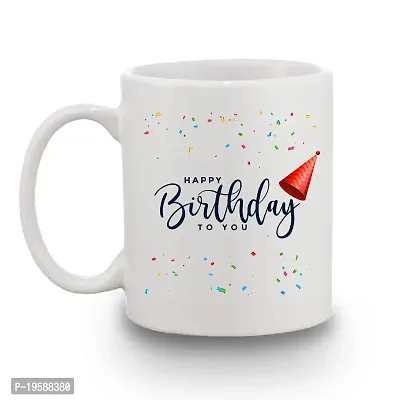 BANDHAN Happy Birthday Cup and Star Printed White Ceramic Coffee Mug Best Birthday Gift-thumb2