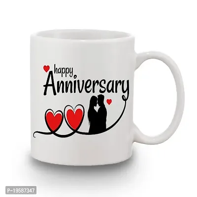 BANDHAN Happy Anniversary Lovely Couple Beautifully Design Stylish Printed Mug 350ml-thumb0