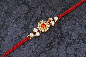 BANDHAN Fabulous Gold Plated Kundan Rakhi Combo Set of 2 with 1 Roli Chawal Tikka Pack-thumb4