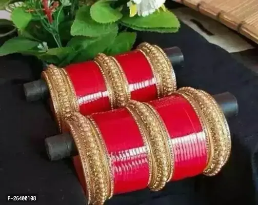 Elegant Red Brass Bangles For Women-thumb0