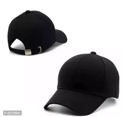 Stylish Men Black Cotton Baseball Caps-thumb0