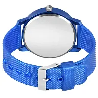 Stylish and Trendy Blue Silicone Strap Analog Watch for Men's-thumb2
