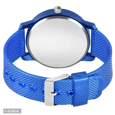 Stylish and Trendy Blue Silicone Strap Analog Watch for Men's-thumb3
