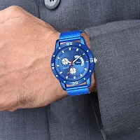 Stylish and Trendy Blue Silicone Strap Analog Watch for Men's-thumb3