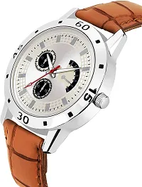Trendy Stylish Brown Synthetic Leather Analog Watch with Bracelet For Men-thumb1