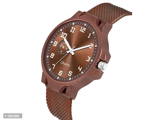 Trendy Stylish Brown Synthetic Leather Analog Watch with Bracelet For Men-thumb2