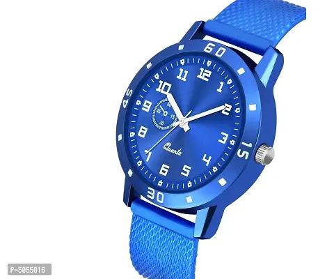 Trendy Stylish Blue Synthetic Leather Analog Watch with Bracelet For Men-thumb2