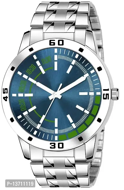 Happy Khajana HK 27 Premium Range and Attractive Look  Blue Colour Dial  Silver Colour Stainless Steel Analog Watch for Men-thumb0