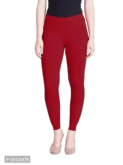 jade-Women Solid Premium Leggings, Cotton  Spandex Ankle Length Leggings | Elastic Waistband | Fashionwear (Comfort Lady Leggings) in XXL Size (Red)