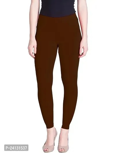 jade-Women Solid Premium Leggings, Cotton  Spandex Ankle Length Leggings | Elastic Waistband | Fashionwear (Comfort Lady Leggings) in XXL Size (Dark Brown)