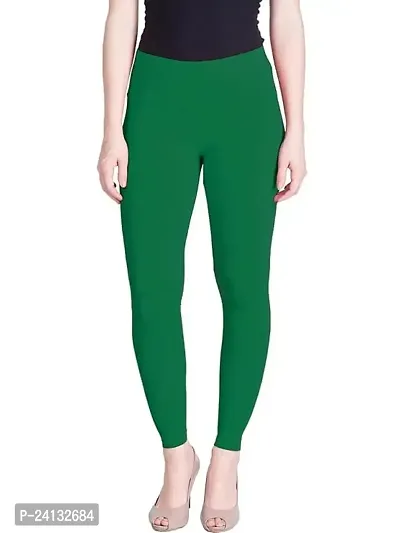 jade-Women Solid Premium Leggings, Cotton  Spandex Ankle Length Leggings | Elastic Waistband | Fashionwear (Comfort Lady Leggings) in XXL Size (Dark Green)