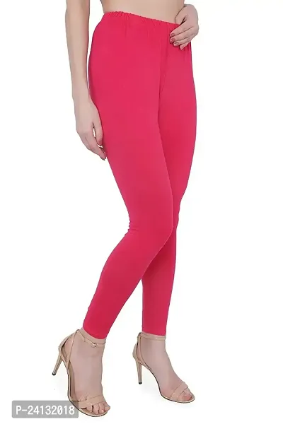 jade-Women Solid Premium Leggings, Cotton  Spandex Ankle Length Leggings | Elastic Waistband | Fashionwear (Comfort Lady Leggings) in XXL Size (Dark Pink)