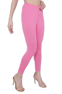 jade-Women Solid Premium Leggings, Cotton  Spandex Ankle Length Leggings | Elastic Waistband | Fashionwear (Comfort Lady Leggings) in XXL Size (Pink)-thumb2
