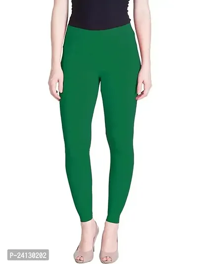 jade-Women Solid Premium Leggings, Cotton  Spandex Ankle Length Leggings | Elastic Waistband | Fashionwear (Comfort Lady Leggings) in XXL Size (Green)-thumb0