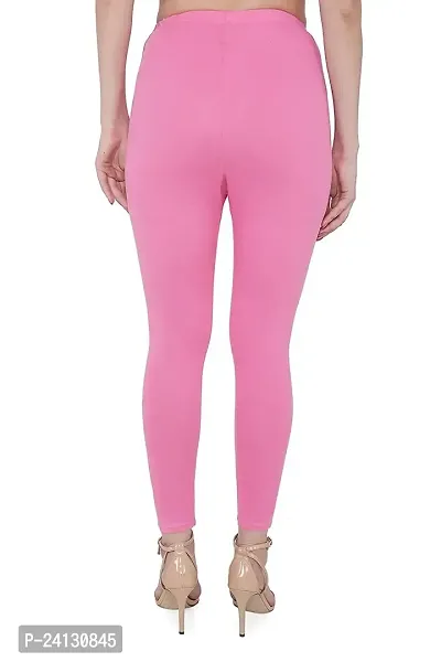 jade-Women Solid Premium Leggings, Cotton  Spandex Ankle Length Leggings | Elastic Waistband | Fashionwear (Comfort Lady Leggings) in XXL Size (Pink)-thumb2