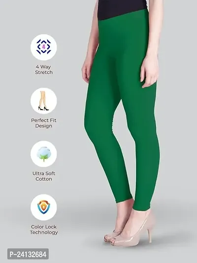 jade-Women Solid Premium Leggings, Cotton  Spandex Ankle Length Leggings | Elastic Waistband | Fashionwear (Comfort Lady Leggings) in XXL Size (Dark Green)-thumb2