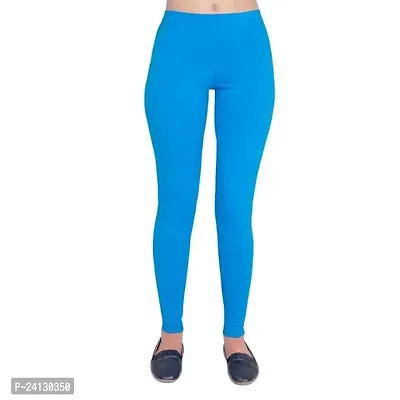 jade-Women Solid Premium Leggings, Cotton  Spandex Ankle Length Leggings | Elastic Waistband | Fashionwear (Comfort Lady Leggings) in XXL Size (Lite Blue)