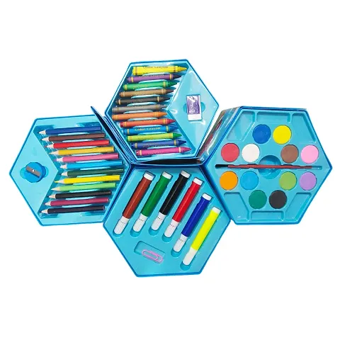KARIC Colors Box Color Pencil,Crayons,Water Color,Sketch Pens Set Of 46 Pieces ColorDesign For Kids Creativity,Multicolor