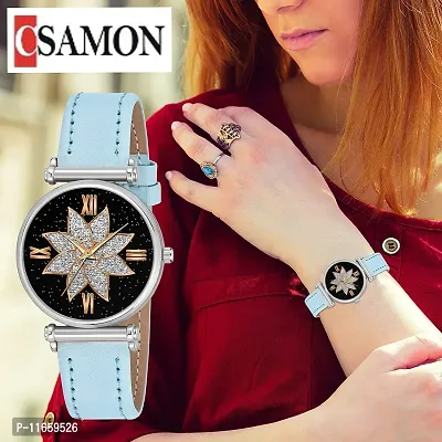 Stylish Blue Synthetic Leather Analog Watches For Women-thumb0