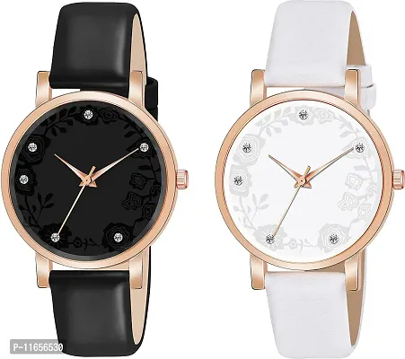 Stylish Multicoloured Synthetic Leather Analog Watches Combo For Women