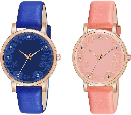 Stylish Synthetic Leather Analog Watches Combo For Women