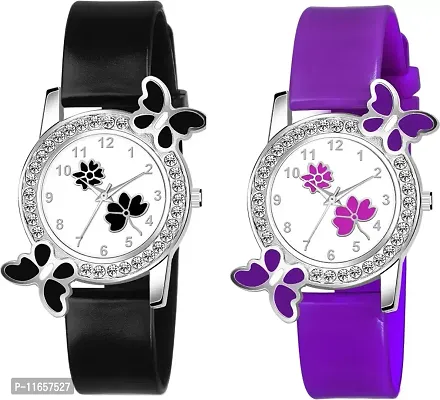 Stylish Multicoloured PU Analog Watches Combo For Women-thumb0