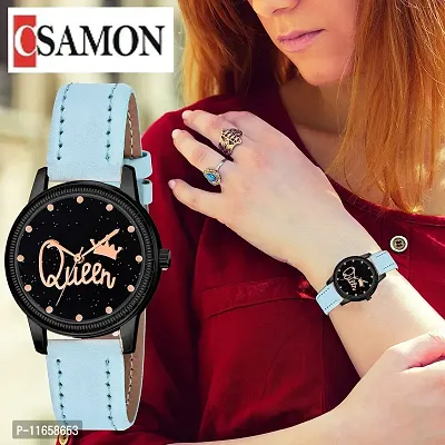 Stylish Blue Synthetic Leather Analog Watches For Women-thumb0